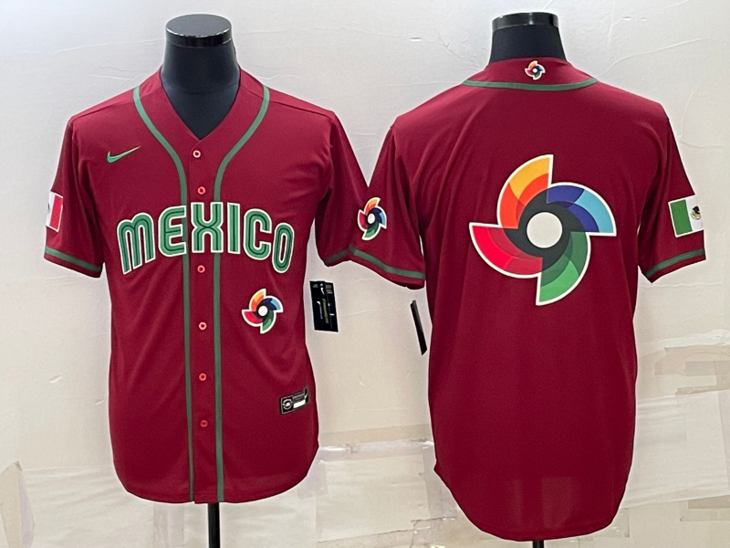 Men's Mexico Baseball 2023 Red World Baseball Big Logo With Patch Classic Stitched Jersey